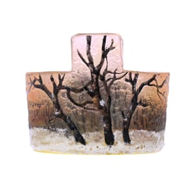 Tab-Handled Salt Dip, Signed Daum Nancy, French Cameo Art Glass