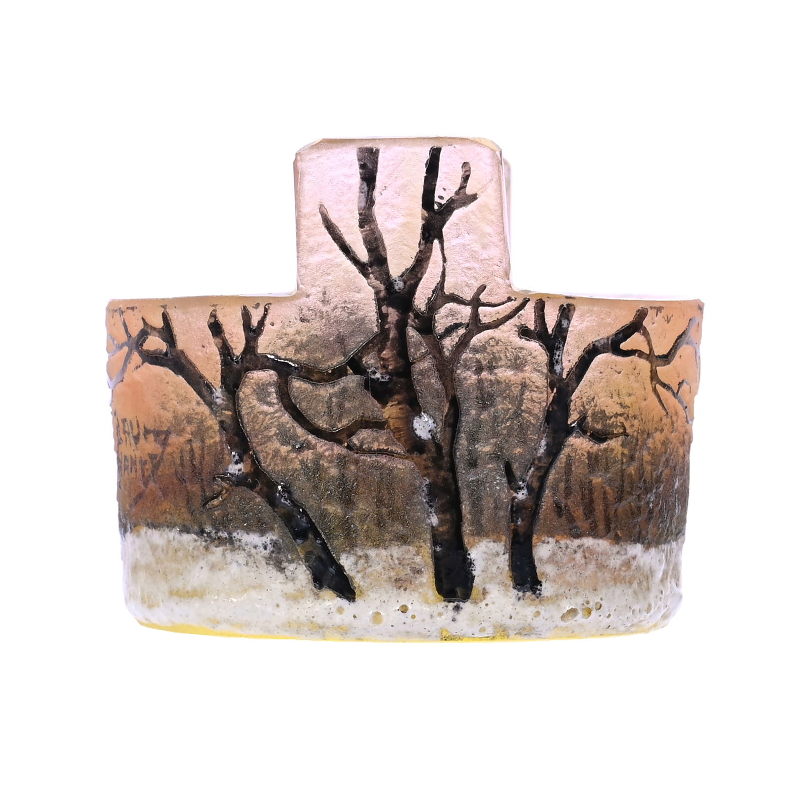 Tab-Handled Salt Dip, Signed Daum Nancy, French Cameo Art Glass (1 of 4)