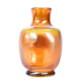 Miniature Vase, Signed LCT #B2353, Tiffany Art Glass, Gold Iridescence