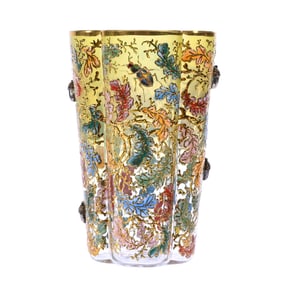 Juice Glass, Signed Moser, Green Opalescent Shading To Clear