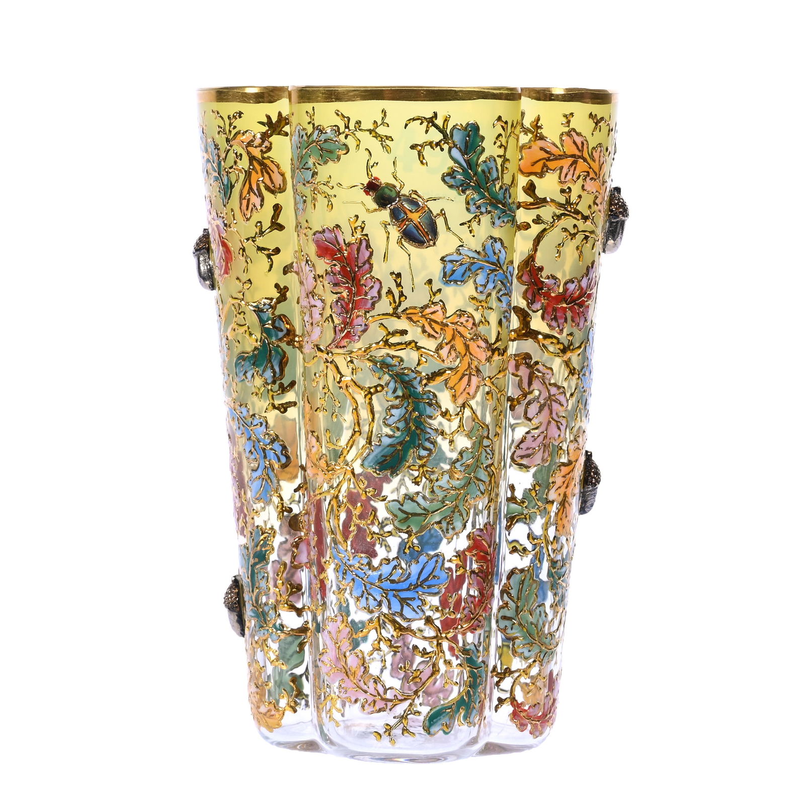 Juice Glass, Signed Moser, Green Opalescent Shading To Clear (1 of 5)