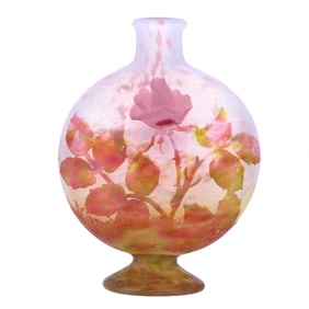 Pedestal Vase, Signed Daum Nancy, French Cameo Art Glass