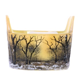 Tab-Handled Salt Dip, Signed Daum Nancy, French Cameo Art Glass