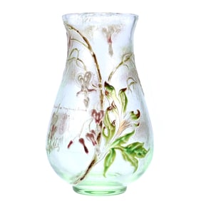 Vase, Signed Galle, French Cameo And Enamel Art Glass