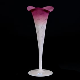 Trumpet Vase, New England Pink Agata Art Glass