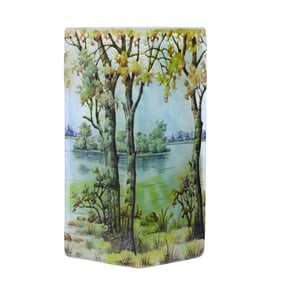 Square Vase, Signed Daum Nancy, French Cameo Art Glass