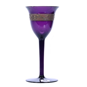 Wine Stem, Signed Moser, Solid Amethyst Art Glass