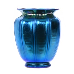 Vase Signed Steuben Blue Aurene Art Glass
