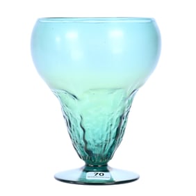 Pedestal Vase, Unmarked Green Iridescent Art Glass