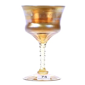 Wine Stem, Signed LCT, Gold Iridescent Art Glass