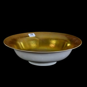 Bowl, Unmarked Steuben Gold Calcite Art Glass