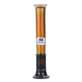 Bud Vase, Unmarked Steuben Gold Aurene Art Glass Insert