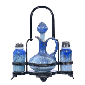Condiment Set, Mt. Washington Opalware Art Glass