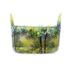 Tab-Handled Salt Dip, Signed Daum Nancy, French Cameo Art Glass