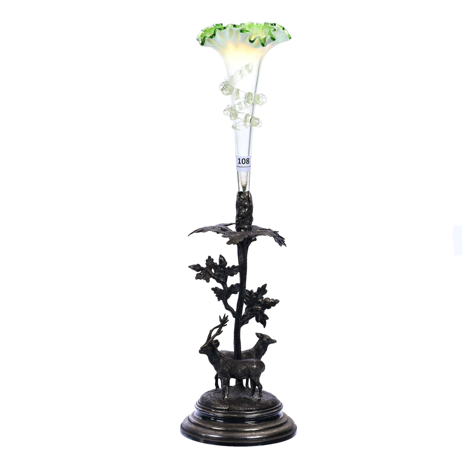 Trumpet Vase With Figural Silver Plate Base (1 of 6)