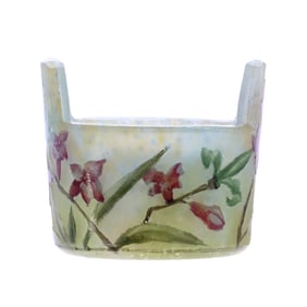 Tab-Handled Salt Dip, Signed Daum Nancy, French Cameo Art Glass