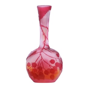 Banjo Vase, Signed Galle, French Cameo Art Glass