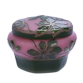 Covered Box, French Cameo Art Glass