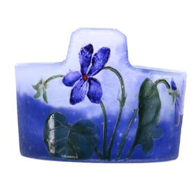 Tab-Handled Salt Dip, Signed Daum Nancy, French Cameo Art Glass
