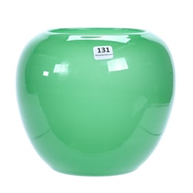 Vase, Unmarked Steuben Green Jade Art Glass