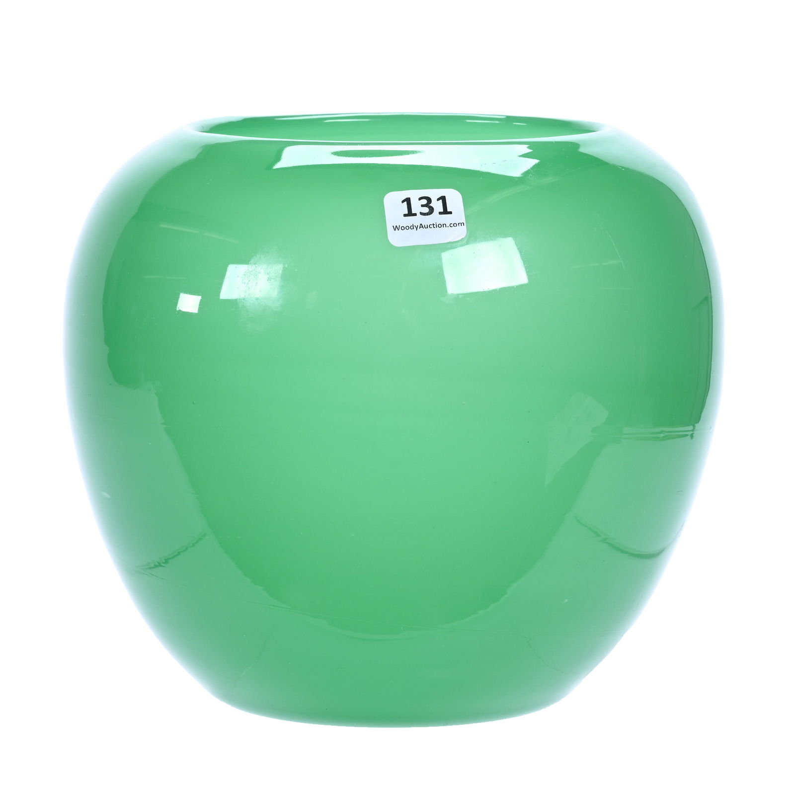 Vase, Unmarked Steuben Green Jade Art Glass: Vase, Unmarked Steuben Green Jade Art Glass, 7" x 8", Shape #6078, Gerry And Jamie Prather Collection, Michigan.