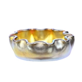 Salt Dip Signed LCT Favrile, Tiffany Gold Iridescent Art Glass