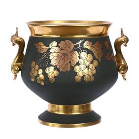 Pedestal Two Handled Punch Bowl, Marked Limoges, Decorated By France Studios (Chicago)