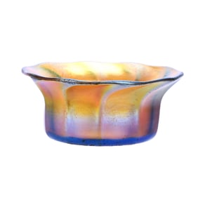 Salt Dip Signed LCT Favrile, Tiffany Gold Iridescent Art Glass