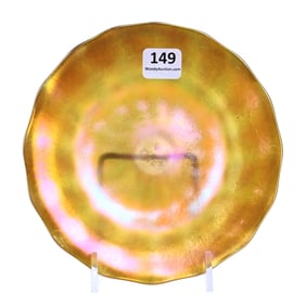 Plate, Signed Quezal, Gold Iridescent Art Glass
