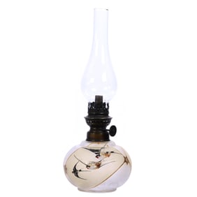 Lamp, Unmarked Harrach In The Style Of Royal Flemish Art Glass