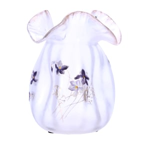 Vase, Three-Sided, Pinched, Unmarked St. Denis Style Art Glass