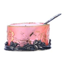 Oval Salt Dip, Signed Daum Nancy, French Cameo Art Glass