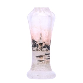 Miniature Vase, Signed Daum Nancy, French Cameo Art Glass