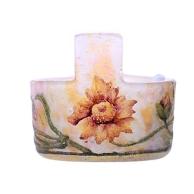 Tab-Handled Salt Dip, Signed Daum Nancy, French Cameo Art Glass