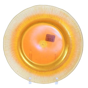 Plate, Unmarked Tiffany Style Gold Iridescent Art Glass