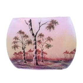 Oval Miniature Vase, Signed Daum Nancy, French Cameo Art Glass