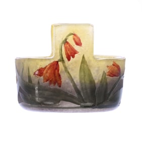 Tab-Handled Salt Dip, Signed Daum Nancy, French Cameo Art Glass