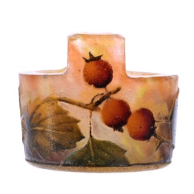 Tab-Handled Salt Dip, Signed Daum Nancy, French Cameo Art Glass