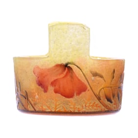 Tab-Handled Salt Dip, Signed Daum Nancy, French Cameo Art Glass