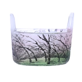 Tab-Handled Salt Dip, Signed Daum Nancy, French Cameo Art Glass