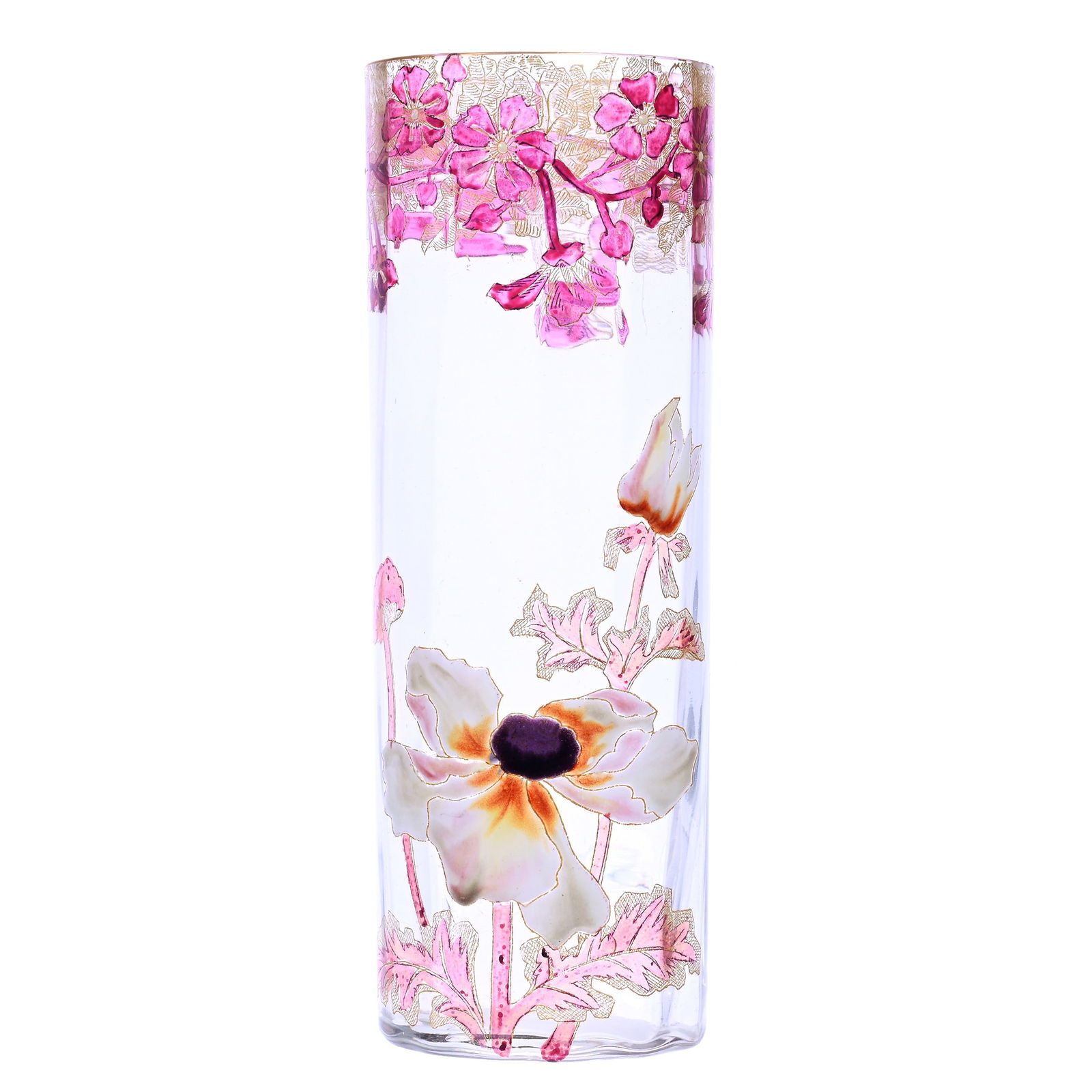 Cylinder Vase, Unmarked Mt. Joye Style French Art Glass (1 of 4)