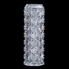 Six-Sided Vase, American Brilliant Cut Glass, Signed Tuthill