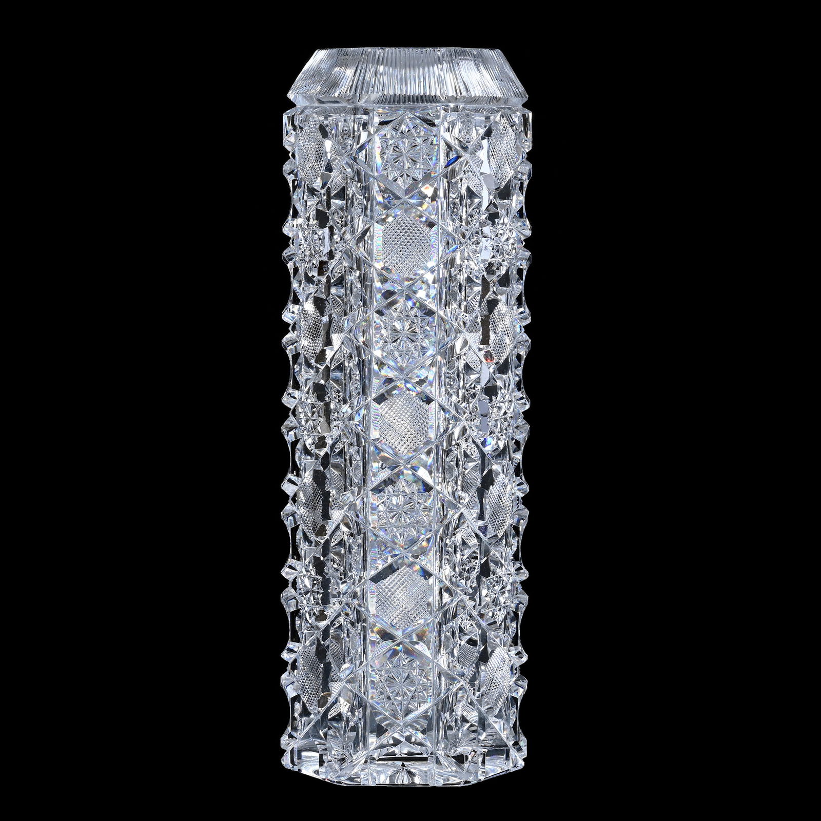 Six-Sided Vase, American Brilliant Cut Glass, Signed Tuthill (1 of 3)