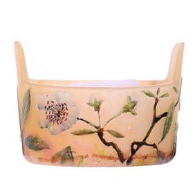 Tab-Handled Salt Dip, Signed Daum Nancy, French Cameo Art Glass