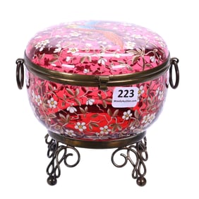 Jewel Box, Moser Style Cranberry Art Glass