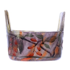 Tab-Handled Salt Dip, Signed Daum Nancy, French Cameo Art Glass