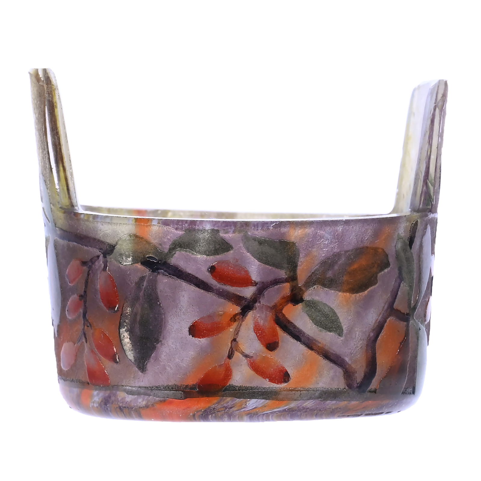 Tab-Handled Salt Dip, Signed Daum Nancy, French Cameo Art Glass (1 of 4)