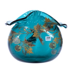 Vase, Solid Dark Turquoise, French Art Glass Attributed To Le Gras Or Mt. Joye