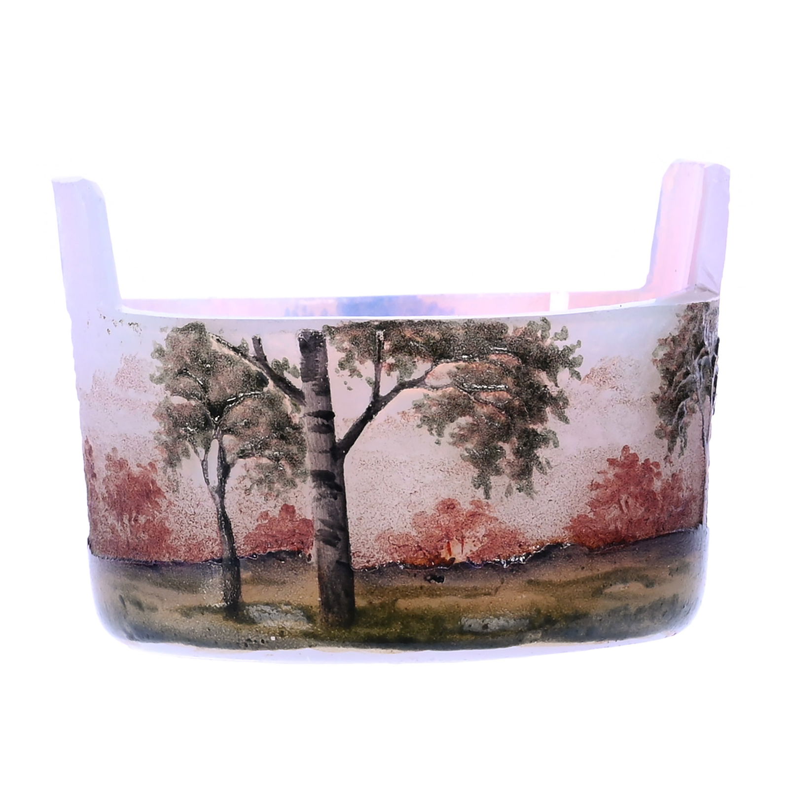 Tab-Handled Salt Dip, Signed Daum Nancy, French Cameo Art Glass (1 of 3)