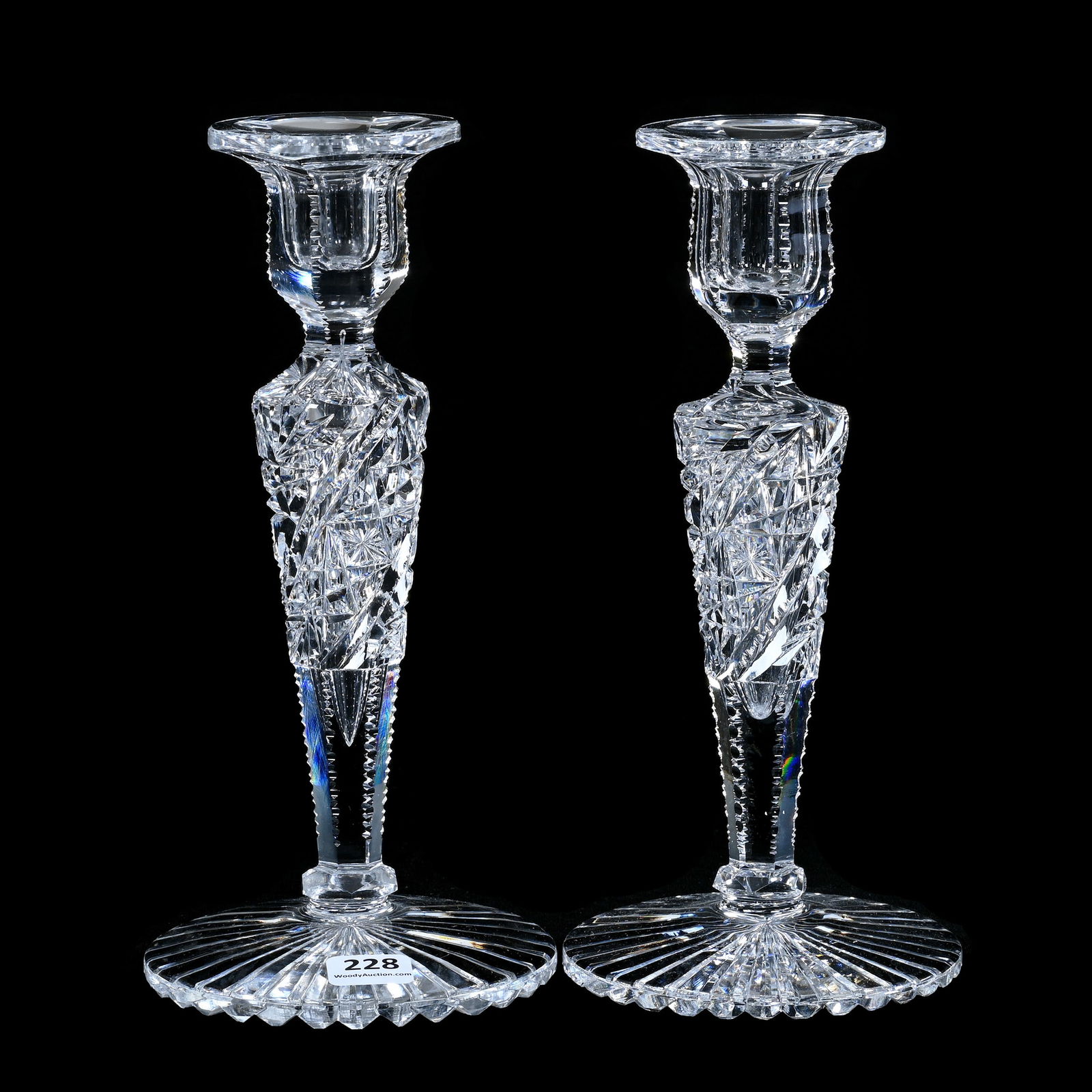 Pair Of Candlestick Holders, American Brilliant Cut Glass, Signed Hawkes (1 of 3)